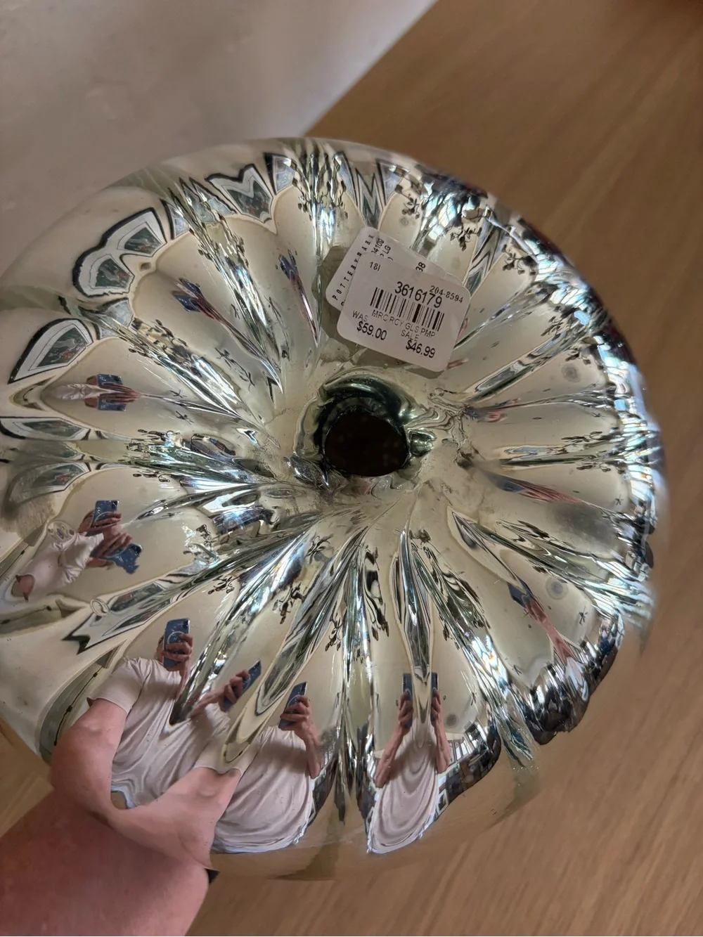 Pottery Barn Handblown Reflective Silver Mercury Glass Pumpkin Large Size NWT